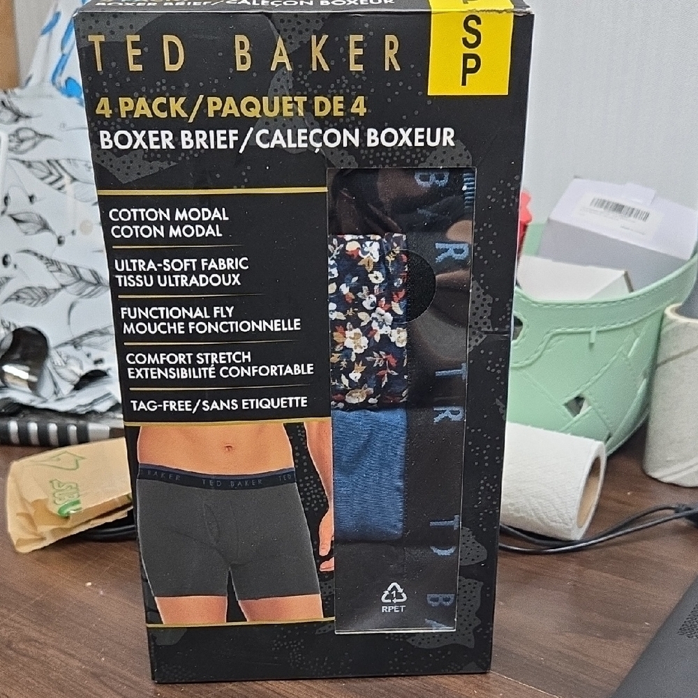 Ted Baker Size S 4 Pack of Cotton Modal Boxer Briefs
